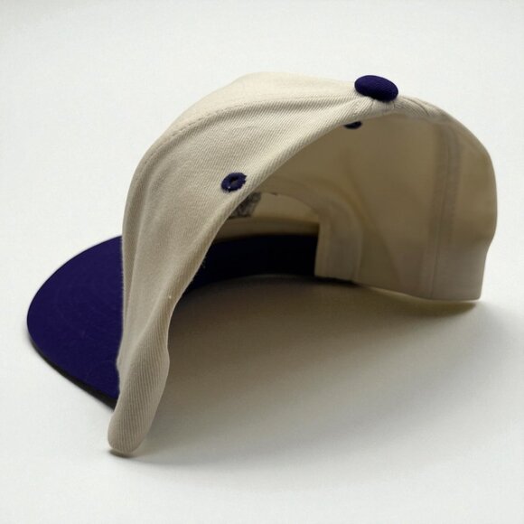 Lamar Action Jackson Embroidered Trucker Hat | Cream & Purple Snapback - Picture 2 of 4